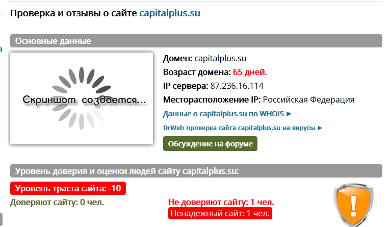 Возраст домена capitalplus.su