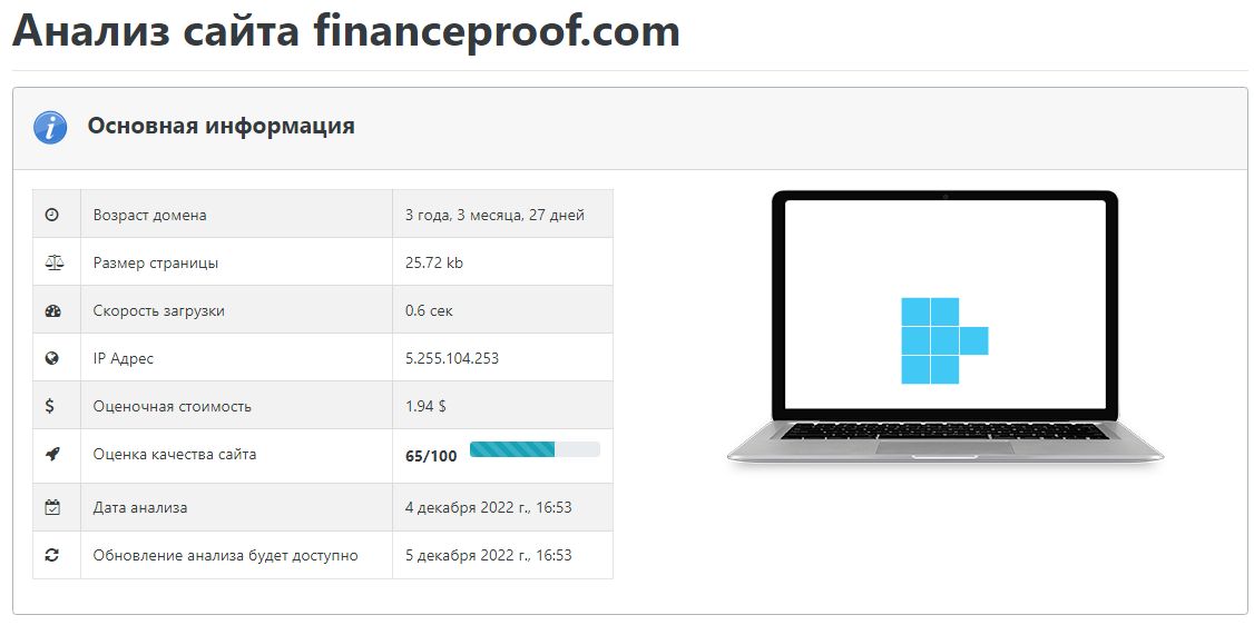 SEO-анализ сайта financeproof_com