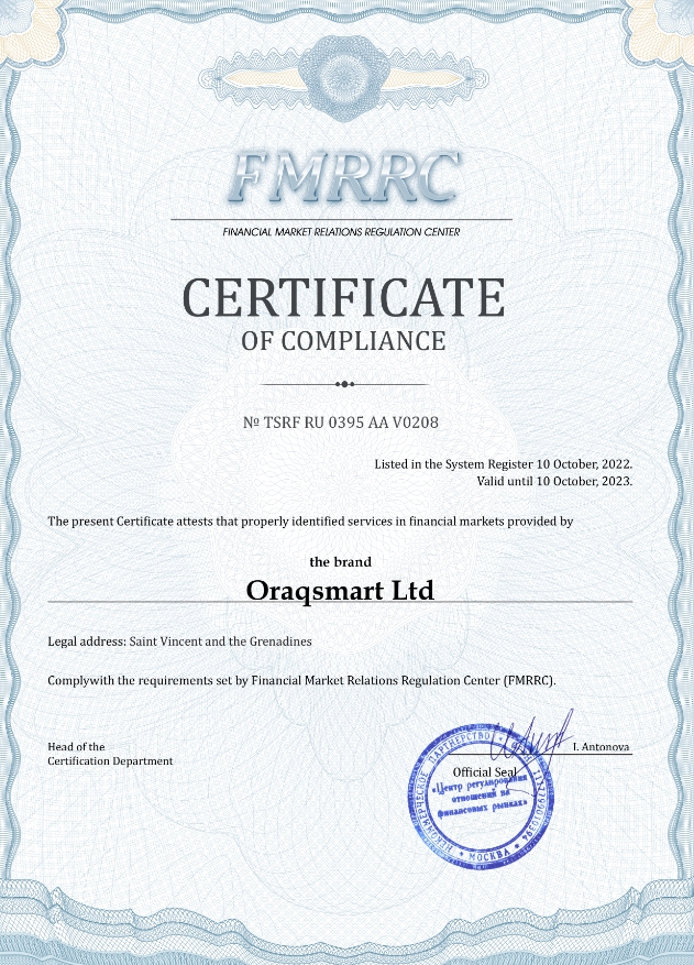 Сертификат Financial Market Relations Regulation Center (FMRRC)